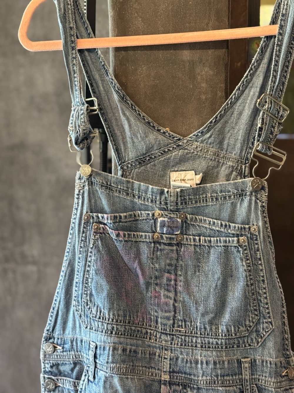 Vintage Calvin Klein Painted Overalls with Front Pocket